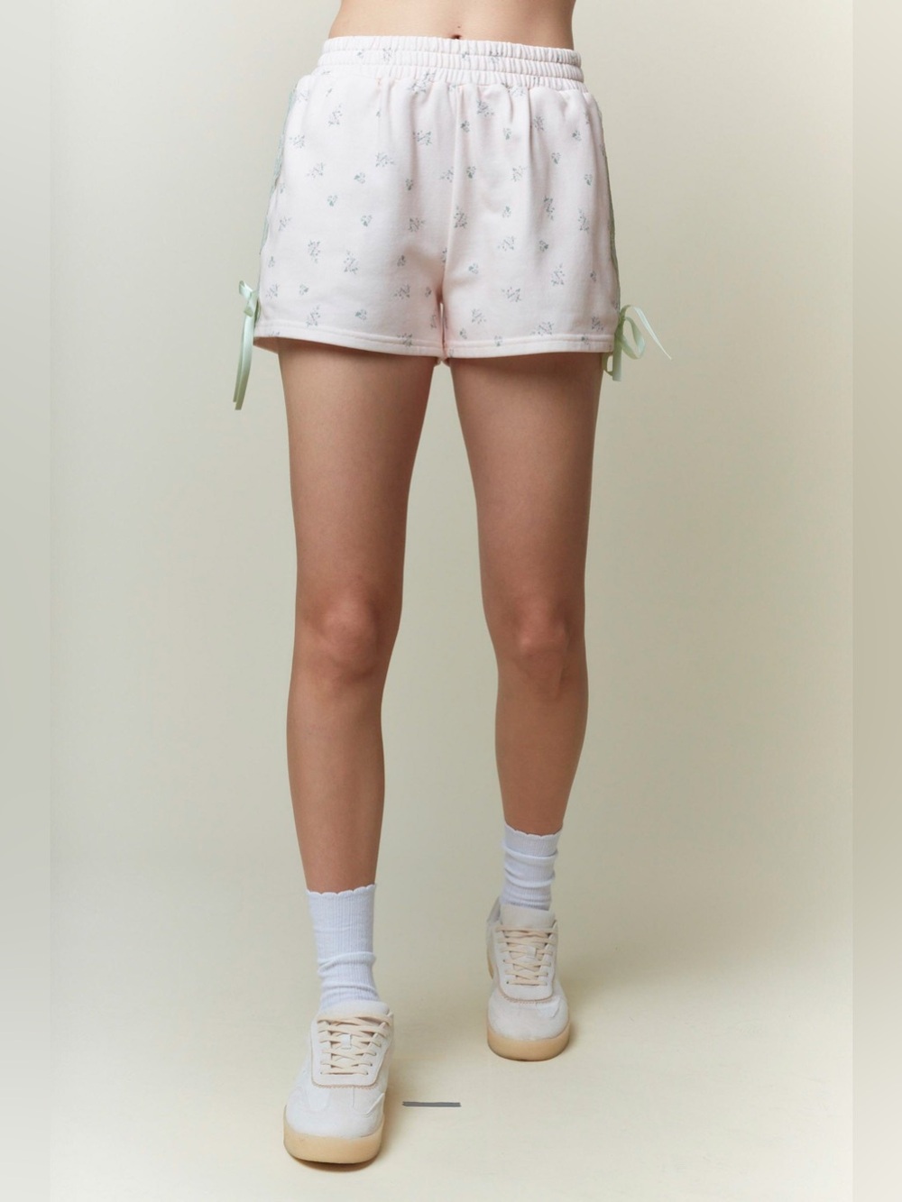 Soft Cotton Lounge Shorts with Mint Lace Trim NEW
